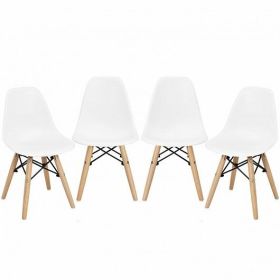 4 PCS Children Chair Set Medieval Style Dining Chairs with Wood Legs