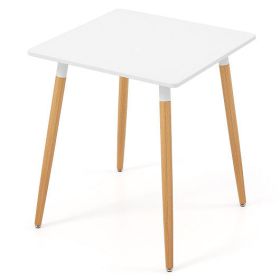 Square Dining Table with Adjustable Foot Pads for Dining Room Kitchen-White