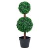 Artificial Boxwood Plant with Pot Ball Shaped Green 23.6"