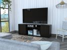 Prana Tv Stand fot TV´s up 60" Four Shelves; Two Cabinets With Single Door -Black