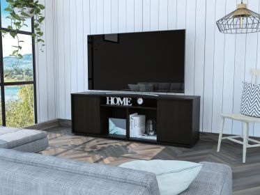 Prana Tv Stand fot TV´s up 60" Four Shelves; Two Cabinets With Single Door -Black