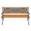 49" Garden Bench Patio Porch Chair Deck Hardwood Cast Iron Love Seat Weave Style Back