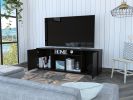 Prana Tv Stand fot TV´s up 60" Four Shelves; Two Cabinets With Single Door -Black