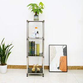 Korean Black 4-Tier Heavy Duty Stainless steel Storage Shelving Unit, 100lbs/shelf (49"H x 14.9"W x 13.7"D) for Indoor/Outdoor Organization