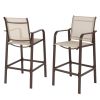 2pcs Wrought Iron Brown Frame Beige Cloth Surface Garden Bar Chair RT