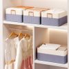 Clothes Organizer,3 Pack Large Wardrobe Storage basket,  Foldable Fabric Drawer Organizer Storage Bin with Dual Handles Boxes Transparent label
