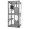 Outdoor Cat Catio on Wheels, Cat Cage with Platforms and Condo, Sunlight Roof, Patio Cat Enclosure, Gray
