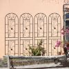 4 Pack Metal Garden Trellis 86.7" x 19.7" Rustproof Trellis for Climbing Plants Outdoor Flower Support Peacock Style Black