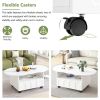 ON-TREND Cream Style TV Stand and Coffee Table Set of 2, LED Light Strip TV Stand for TVs Up to 80''