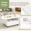 ON-TREND Cream Style TV Stand and Coffee Table Set of 2, LED Light Strip TV Stand for TVs Up to 80''