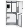 Outdoor Cat Catio on Wheels, Cat Cage with Platforms and Condo, Sunlight Roof, Patio Cat Enclosure, Gray