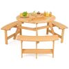 Kids Outdoor Wooden Picnic Table and Bench Set with Umbrella Hole