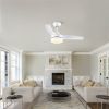 YUHAO Modern Matte White 42in. Integrated LED Propeller Ceiling Fan Lighting