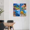 Bathroom Canvas Wall Art Sea Turtle Wall Decor for Living Room Colorful Fish Coral Dolphin Ocean Theme Underwater World Pictures for Bedroom Navy Seas