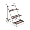 3-Tier Metal Plant Stand with Wheels and Handle for Balcony