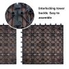 12"x12" Square Outdoor Square Teak Deck Tiles, 6PCS Patio Interlocking Flooring Tiles, Brown