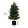 Artificial Cedar Topiary Tree with Plastic Nursery Pot for Porch and Office