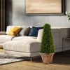 3 Feet Artificial Boxwood Topiary Tree with Cement Flowerpot