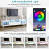 ON-TREND Cream Style TV Stand and Coffee Table Set of 2, LED Light Strip TV Stand for TVs Up to 80''
