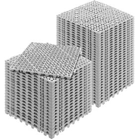 VEVOR Interlocking Tile 50PCS Gray, Drainage Tiles 12" x 12" Splicing, PVC Interlocking Drainage Floor Tiles, Non-Slip Drainage Holes for Restroom