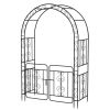 Garden Arbor with Gate with Multiple Side Crossbars and 4 Sharp Ground Stakes
