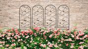 4 Pack Metal Garden Trellis 86.7" x 19.7" Rustproof Trellis for Climbing Plants Outdoor Flower Support Bird Deco Black