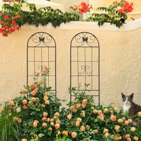 2 Pack Metal Garden Trellis 86.7" x 19.7" Rustproof Trellis for Climbing Plants Outdoor Flower Support Black