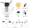 25-light 50ft Indoor/Outdoor Plug-in Integrated LED Globe String Lights with Dimmer Timer, Bluetooth App Control