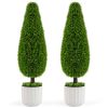 2 Pack 3 Feet Artificial Cedar Teardrop Shaped Bush with Plastic Nursery Pot