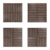 12"x12" Square Outdoor Square Teak Deck Tiles, 6PCS Patio Interlocking Flooring Tiles, Brown
