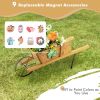 1PC Wooden Wagon Planter with 9 Magnetic Accessories for Garden Yard