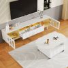 ON-TREND Cream Style TV Stand and Coffee Table Set of 2, LED Light Strip TV Stand for TVs Up to 80''
