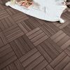 12"x12" Square Outdoor Square Teak Deck Tiles, 6PCS Patio Interlocking Flooring Tiles, Brown