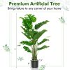 2 Pieces 5 Feet Artificial Monstera Tree Set with Plastic Nursery Pot for Porch and Office