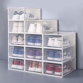 Set of 12 Stackable Clear Plastic Transparent Shoe Storage Box in Home (Color: White)