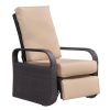 Adjustable Wicker Recliners with Aluminum Frame and Soft Cushions;  PE Rattan Recliner Lounge Chair for Indoor Outdoor Patio Garden