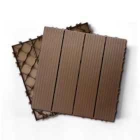 Plastic Composite Deck Tiles Set of 35pcs, Composite Decking Resist Rust, Water, Weather, Indoor&Outdoor, Easy to DIY & Maintain, Ideal for Patios (Color: Light Coffee)