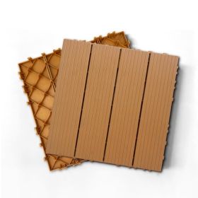 Plastic Composite Deck Tiles Set of 35pcs, Composite Decking Resist Rust, Water, Weather, Indoor&Outdoor, Easy to DIY & Maintain, Ideal for Patios (Color: Wood)