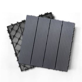 Plastic Composite Deck Tiles Set of 35pcs, Composite Decking Resist Rust, Water, Weather, Indoor&Outdoor, Easy to DIY & Maintain, Ideal for Patios (Color: Dark Grey)