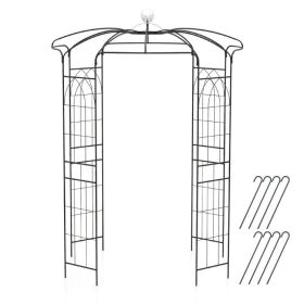 Birdcage Shape Gazebo for Climbing Plants and Wedding Ceremony Decoration (Color: Black)