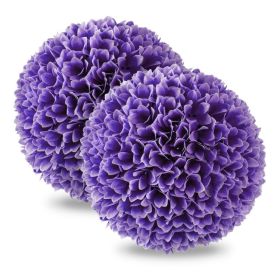2 Pieces Artificial Plant Topiary Balls Faux Boxwood Decorative Balls (Color: Purple)