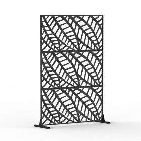 Metal Privacy Screen, Freestanding Outdoor Indoor Divider, Decorative Privacy Screen Panels for Balcony Patio Garden, Leaf-Shaped (Color: as Pic)