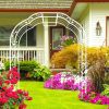 Metal Garden Arch W74.4'' x H98.4'' Garden Arbor Trellis Climbing Plants Support Rose Arch Outdoor Arch