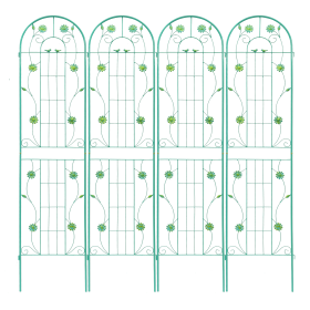 4 Pack Metal Garden Trellis 86.7" x 19.7" Rustproof Trellis for Climbing Plants Outdoor Flower Support (Color: Green)