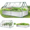 1PC 6 x 3 x 3 Feet Galvanized Raised Garden Bed with Greenhouse's Raised Flower Bed