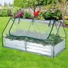 1PC 6 x 3 x 3 Feet Galvanized Raised Garden Bed with Greenhouse's Raised Flower Bed