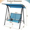 2-Seat Outdoor Canopy Swing with Comfortable Fabric Seat and Heavy-duty Metal Frame