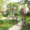 Metal Garden Arch with Gate 79.5'' Wide x 86.6'' High Climbing Plants Support Rose Arch Outdoor