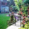 Metal Garden Arch with Gate 79.5'' Wide x 86.6'' High Climbing Plants Support Rose Arch Outdoor