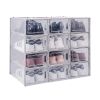 Set of 12 Stackable Clear Plastic Transparent Shoe Storage Box in Home